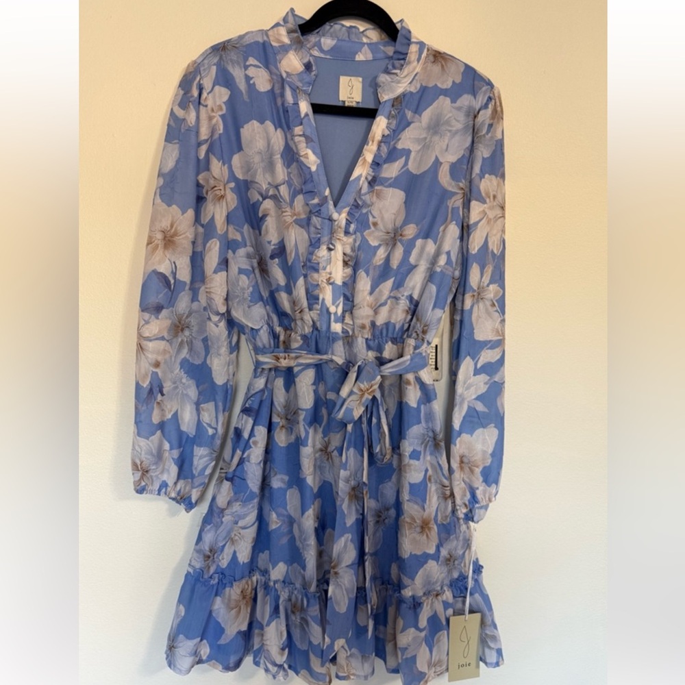 Floral long sleeve tie dress